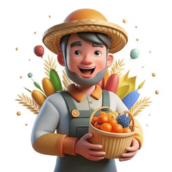 serene vintage Local Farmer with Harvest Isolated Warm Sunlight detailed png