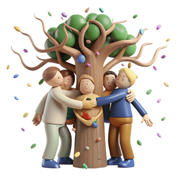 beautiful vintage Group Hugging Tree Cutout Transparent Background exclusive png