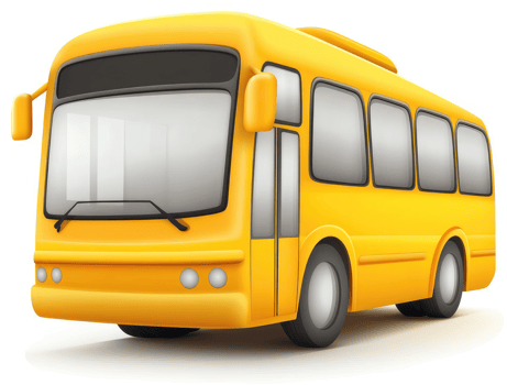 Vivid yellow school bus illustration. png