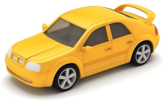 Vivid yellow sports sedan model vehicle. png
