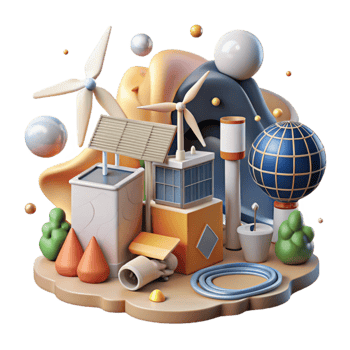 magnificent classic Renewable Energy Sources Collage Isolated Background exclusive png