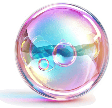 Vibrant, iridescent soap bubble, reflecting light. png