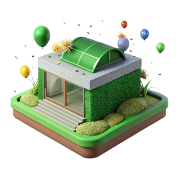 vibrant modern Green Roof on Modern Building Transparent Cutout original png