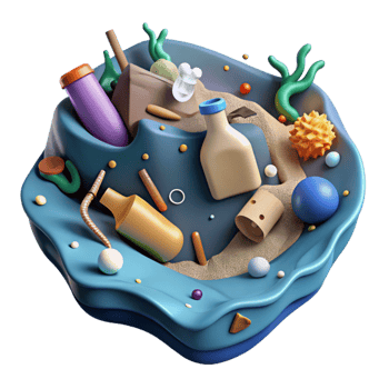 magnificent contemporary Plastic Debris Polluting Ocean Surface Cutout Graphic premium png