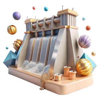 serene classic Hydroelectric Dam Side View Transparent Background detailed png