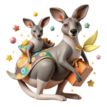 magnificent minimalist Kangaroo with Joey in Pouch Cutout high resolution png