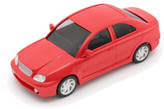 Red toy car, depicting a modern sedan. png