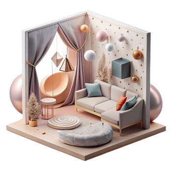 elegant creative Interior Decoration Perspective Sketch Transparent Background original png