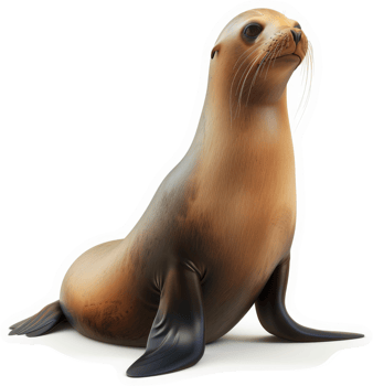 Detailed illustration of a seated California sea lion. png