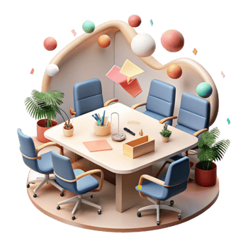 elegant vintage Modern Conference Room Teamwork Meeting Scene Transparent Background genuine png