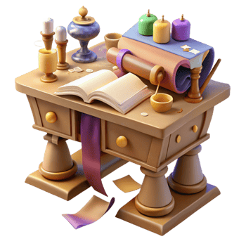 extraordinary vintage Historical Research Library Desk Isolated premium png
