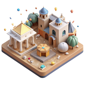 impressive modern Historic Town Square Aerial View Element detailed png