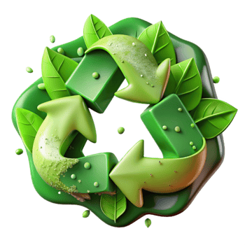 dramatic creative Recycling Symbol Made of Green Leaves Isolated Element authentic png