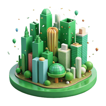 stunning classic Green Cityscape with Vertical Gardens Transparent Background exclusive png