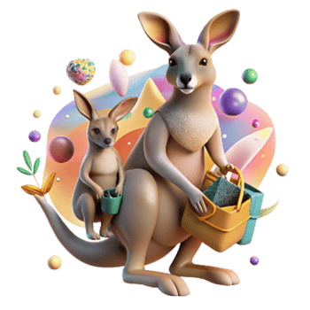 elegant artistic Kangaroo with Joey in Pouch Cutout high resolution png