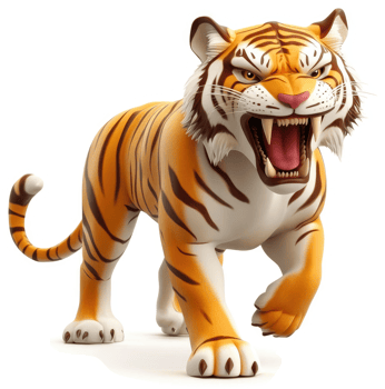 Powerful tiger in aggressive stance. png