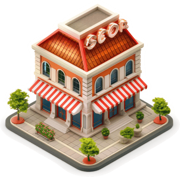 Colorful, three-story storefront business building. png
