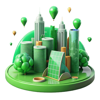 impressive vintage Green City Skyline with Trees and Parks Isolated Cutout exclusive png