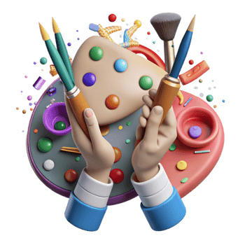 wonderful rustic Hands Holding Paintbrushes and Palette Transparent Background genuine png