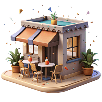 serene minimalist Local Restaurant with Outdoor Seating Isolated Welcoming Atmosphere high quality png