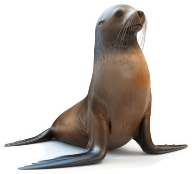 Close-up view of a seated California sea lion. png