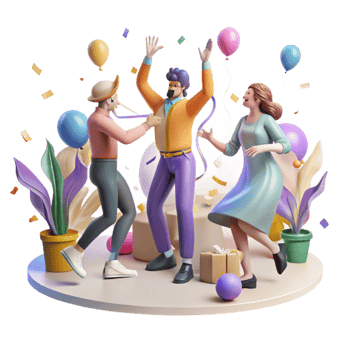 elegant rustic Group Dancing at Celebration in Park Transparent Background exclusive png
