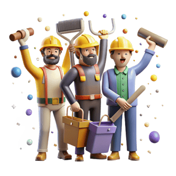 stunning rustic Group Holding Tools Construction Teamwork Transparent Background premium png