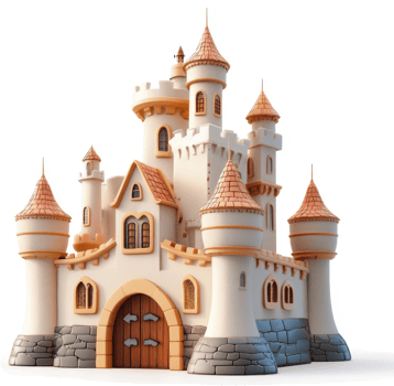 A stylized, cartoon-like fantasy castle stands proudly. png