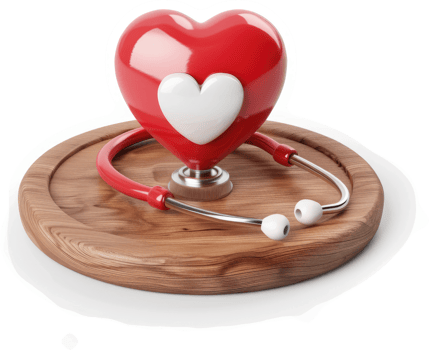Healthy heart represented by a stethoscope. png