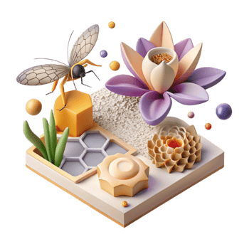 dramatic abstract Pollination Process Diagram White Background Cutout genuine png