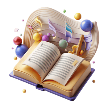 extraordinary minimalist Musical Score Open Book with Transparent Background high quality png