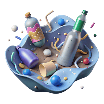 wonderful rustic Ocean Pollution Illustration with Plastic Bottles Cutout professional png