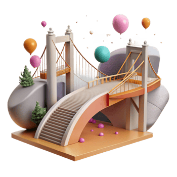 dramatic contemporary Modern Bridge in Urban Landscape Cutout high quality png