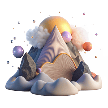 beautiful vintage Mountain Scene with Sunrise and Fog Transparent Background professional png