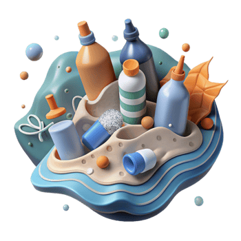 extraordinary traditional Ocean Pollution Illustration with Plastic Bottles Cutout genuine png