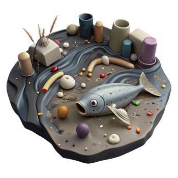 extraordinary traditional Polluted Lake with Dead Algae Top View Cutout professional png