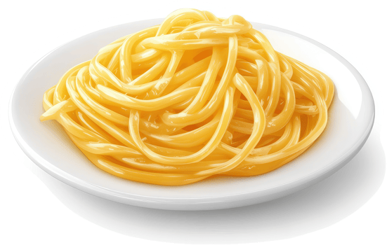 Creamy, golden spaghetti dish on a plate. png