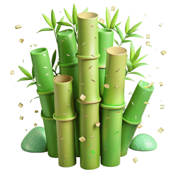 dramatic rustic Light Green Bamboo Stalks Textured Surface with Transparent Background png