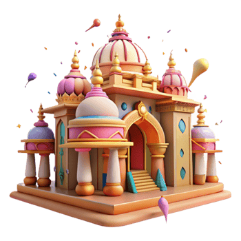 magnificent creative Indian Temple Isolated with Colorful Decorations premium png