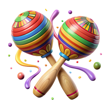 extraordinary modern Mexican Maracas Brightly Painted Wood Isolated Cutout exclusive png
