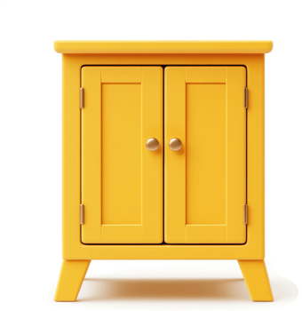 Bright yellow, two-door cabinet with simple design. png