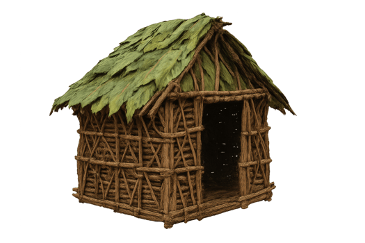 Rustic Artisan Hut with Natural Materials and Simple Design png