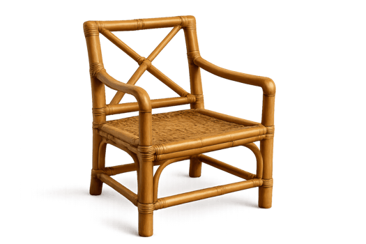 Simple Bamboo Artisan Chair with Cross Back Design for Minimalist Style png
