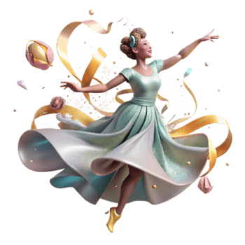 magnificent classic Lyrical Dancer with Flowing Dress Isolated original png