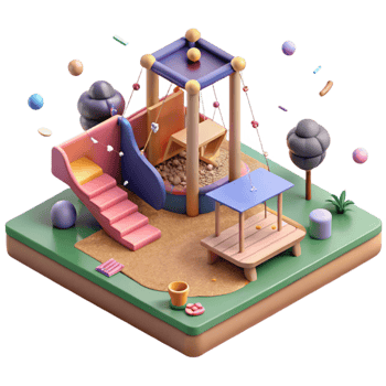 wonderful traditional Public Park Playground Isometric View Isolated high quality png