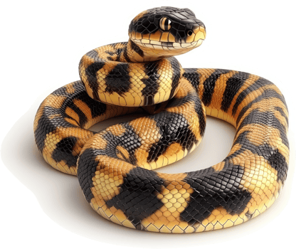 Venomous snake coiled, displaying intricate patterns. png