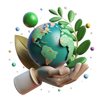 vibrant creative Hand Holding Globe with Green Continents and Blue Oceans Cutout detailed png