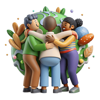 vibrant modern Group Hugging Celebrating Nature Conservation Isolated original png