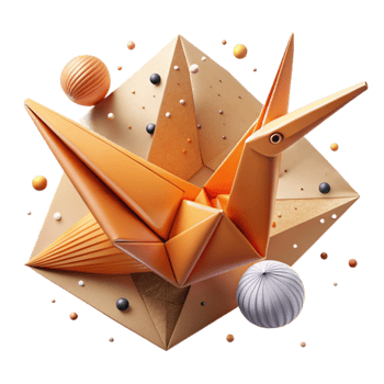serene traditional Orange Origami Crane Front View Cutout high resolution png