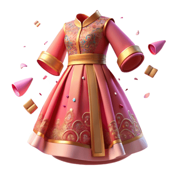 vibrant modern Pink Hmong Dress with Intricate Embroidery Transparent Background high quality png